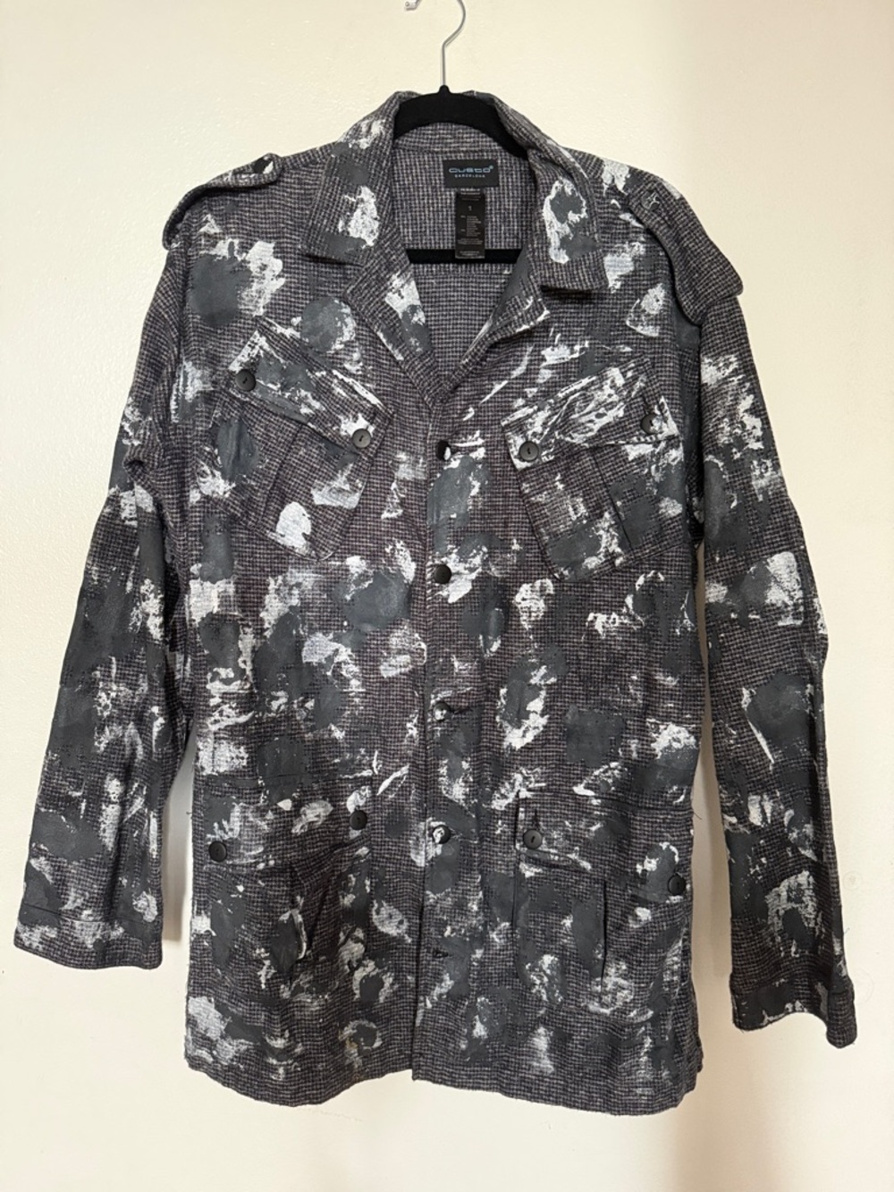 Men's Charcoal Splatter Military Field Jacket